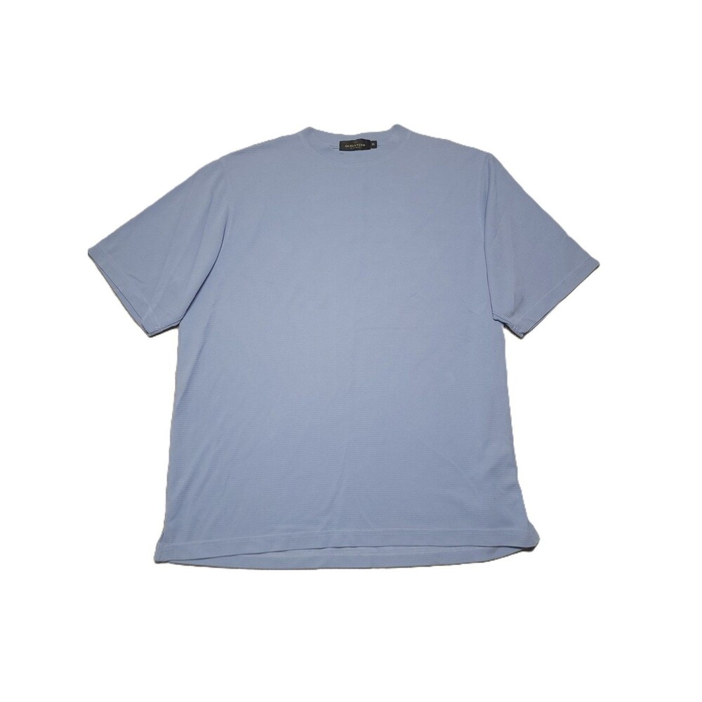 Bugatchi Uomo Rib Knit Shirt Mens XL Short Sleeve Crew Neck Light Blue